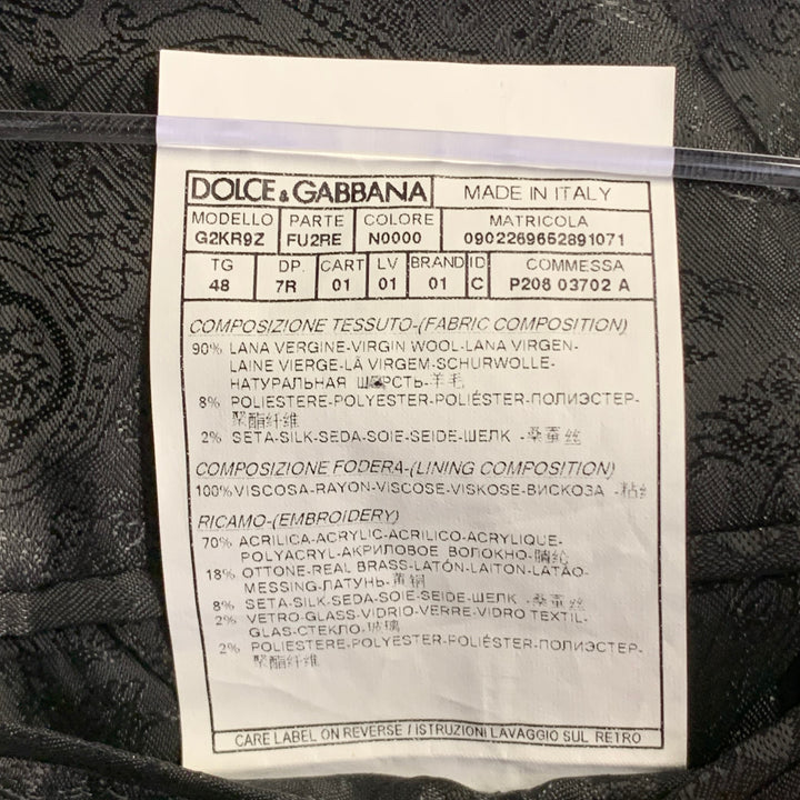 DOLCE & GABBANA Size 38 Regular Black Bee Applique Wool Blend Sport Coat