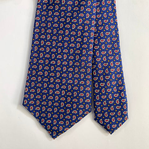 POLO Navy Red Yellow Paisley Grid Dot Silk Tie