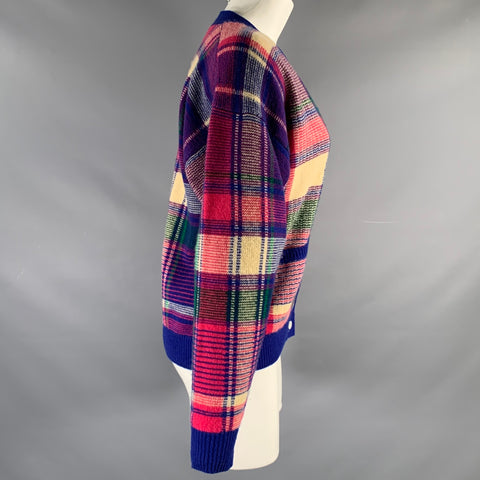 RALPH LAUREN Size M Purple Multi-Color Cashmere Plaid Cardigan