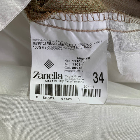 ZANELLA Taille 34 Pantalon habillé plissé beige texturé en mélange d'acétate