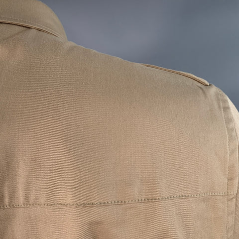 PRADA Size L Khaki Cotton Blend Two Pockets Shirt Jacket