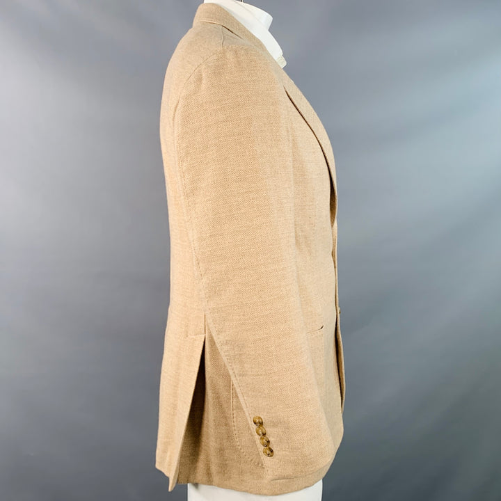 TODD SNYDER Size 42 Regular Camel Woven Polyester Notch Lapel Sport Coat