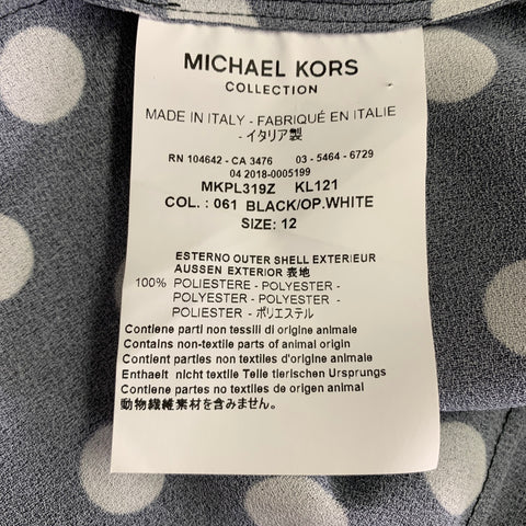 MICHAEL KORS COLLECTION Size 12 Black White Polyester Polka Dot Shirt