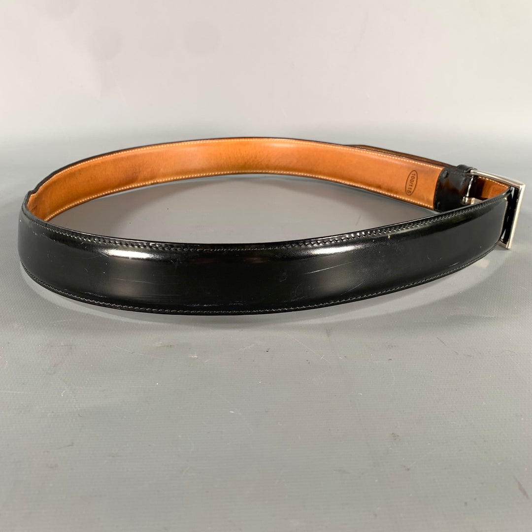 SUTOR MANTELLASSI Size 38 Black Solid Leather Belt