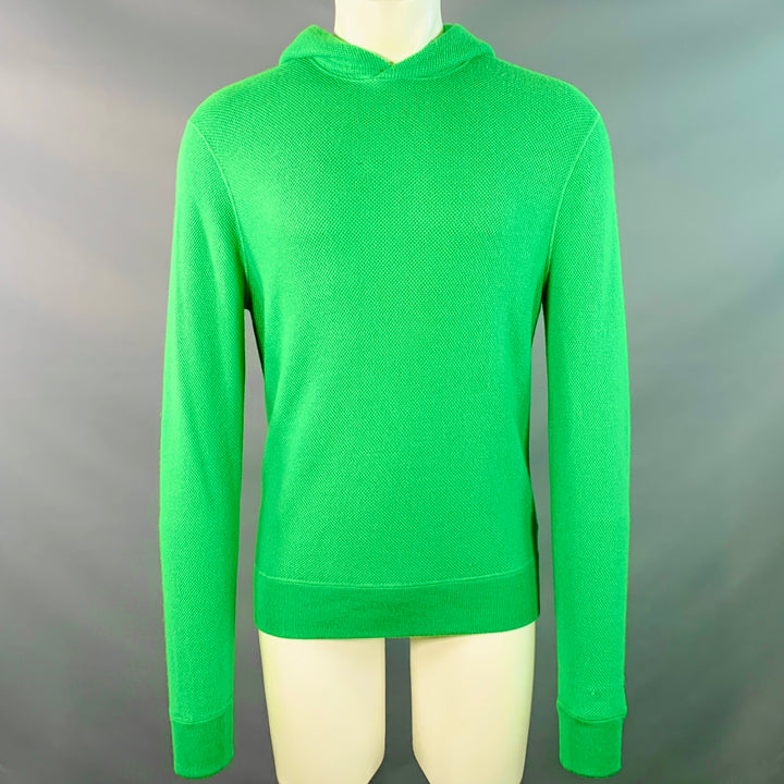 RALPH LAUREN Size M Green Waffle Knit Cashmere Silk Hoodie Sweater