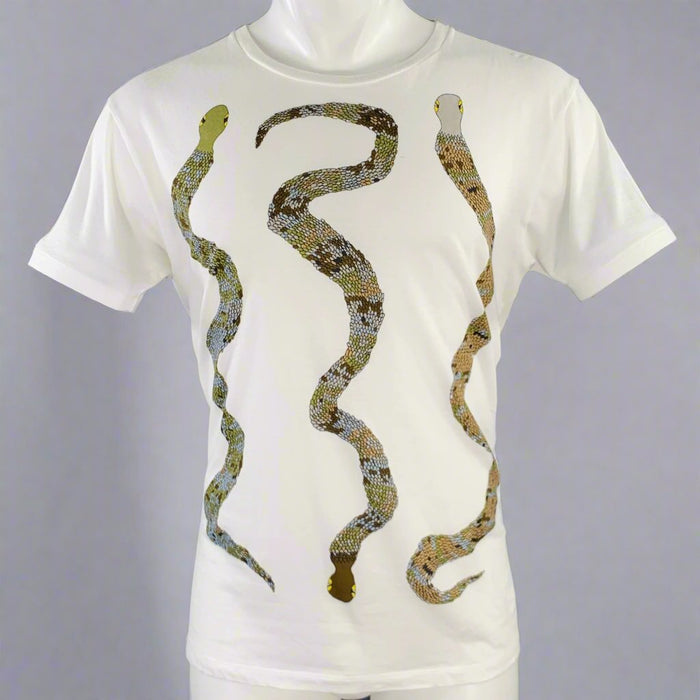 MARC by MARC JACOBS Size M White Olive Snake Cotton Short Sleeve T-shirt