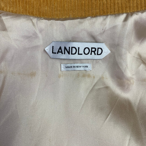 LANDLORD Size L Mustard Yellow Corduroy Cotton Shawl Collar Oversized Zip Up Jacket