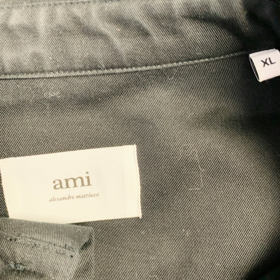AMI by ALEXANDRE MATTIUSSI Size XL Black Cotton Two Pockets Shirt Jacket
