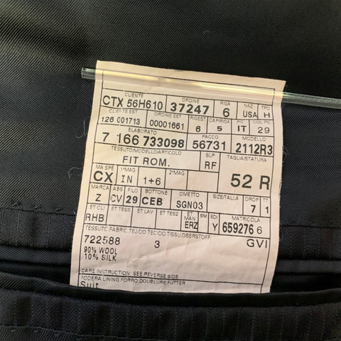 ERMENEGILDO ZEGNA Size 52 Black Pinstripe Wool Silk Notch Lapel Suit