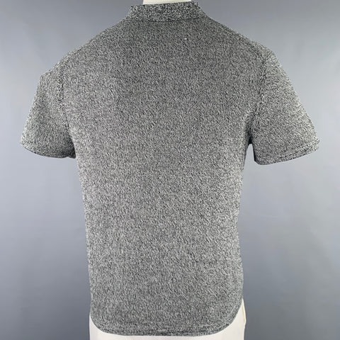 THEORY Size L Grey Black Heather Cotton Blend Slim Fit Polo