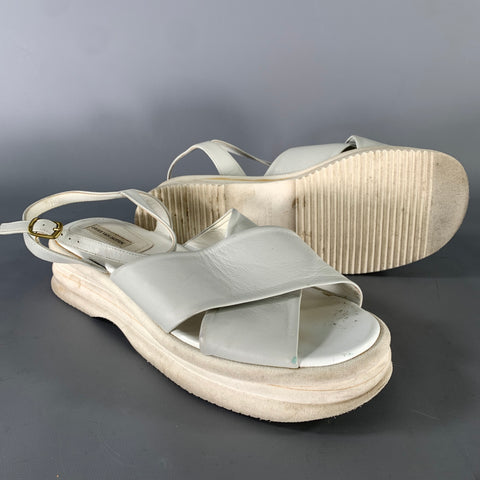 DRIES VAN NOTEN Size 8 White Leather Sandals