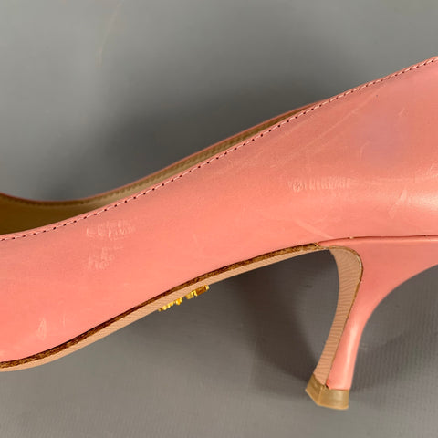 PRADA Size 7 Pink Leather Kitten Heel Pumps