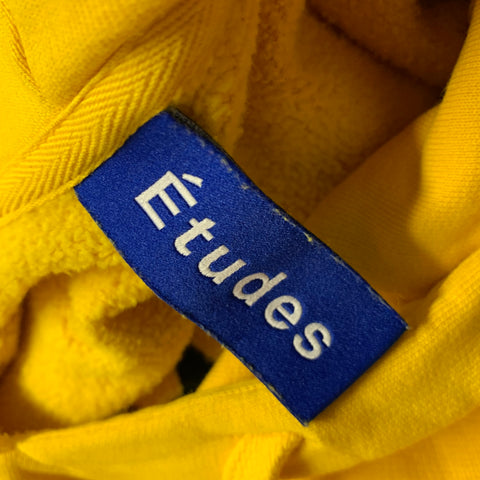ETUDES Size L Yellow Stars Cotton Hoodie Sweatshirt