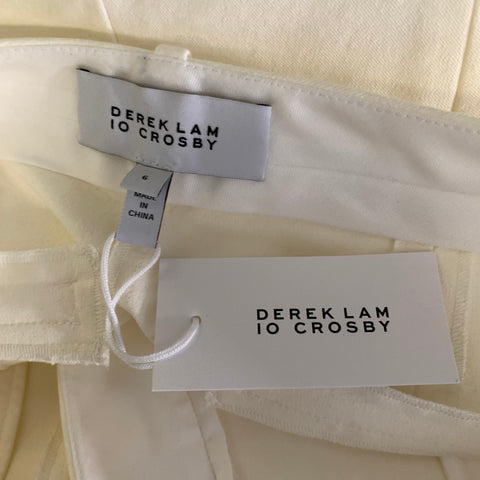 DEREK LAM Size 6 White Cotton Blend Straight leg Dress Pants