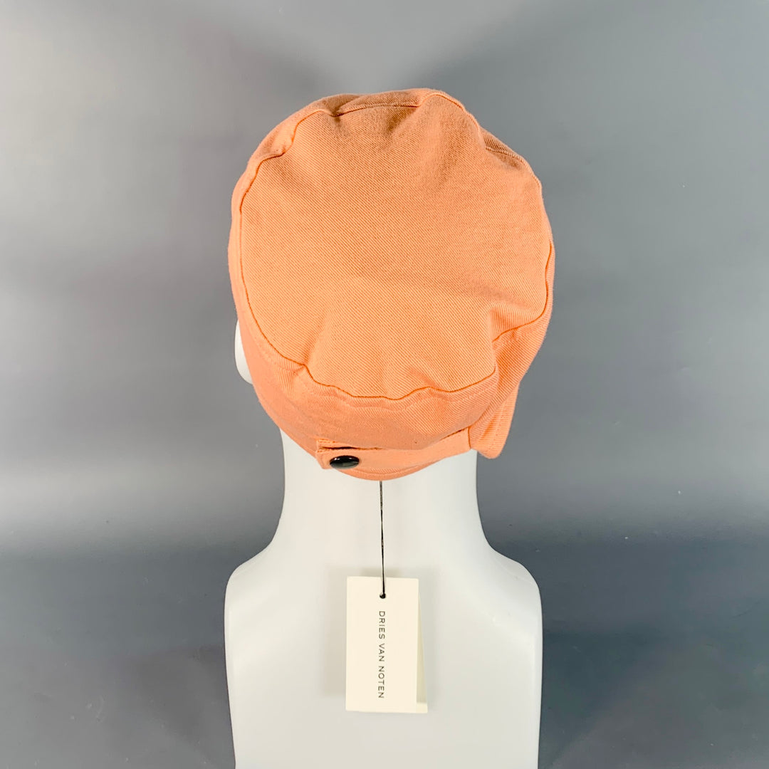DRIES VAN NOTEN Size M Orange Taupe Cotton Twill Baseball Cap Hat