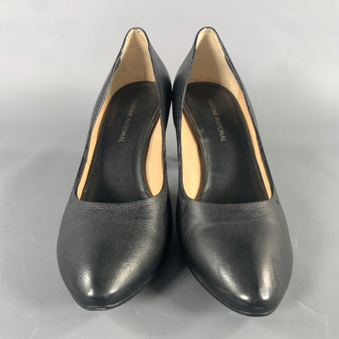 CoSTUME NATIONAL Size 8 Black Leather Slip On Pumps