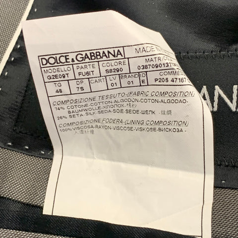 DOLCE & GABBANA Size 38 Grey Cotton Silk Peak Lapel Single Button Sport Coat