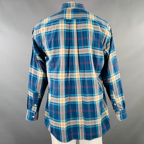 O'CONNELL'S Size L Blue Beige Red Plaid Cotton One Pocket Long Sleeve Shirt
