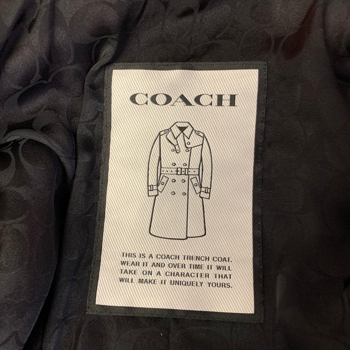 COACH Size M Orange Cotton / Polyester Leather Trim Double Breasted Trench Coat