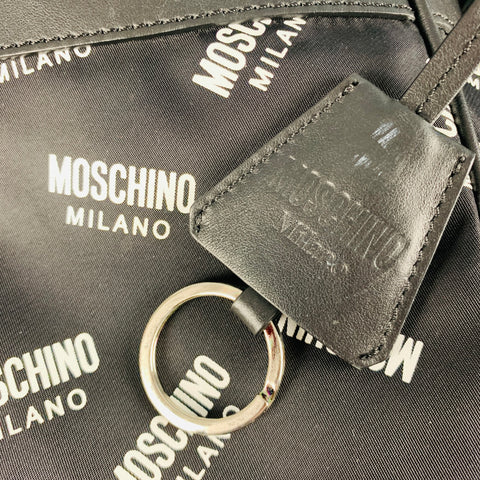 MOSCHINO Black White Logo Nylon Cross Body Bag