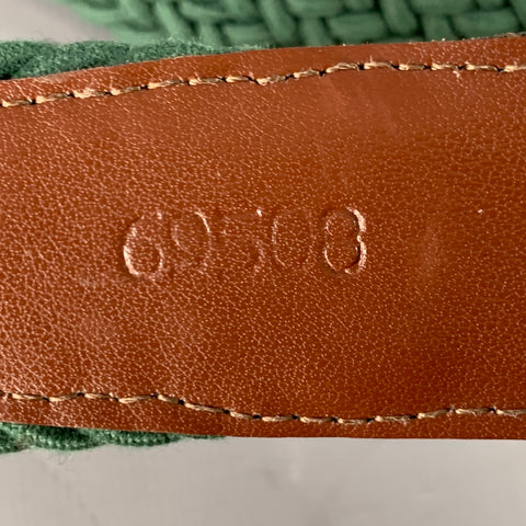 TORINO Size 32 Green Brown Braided Elastic Cord Leather Belt