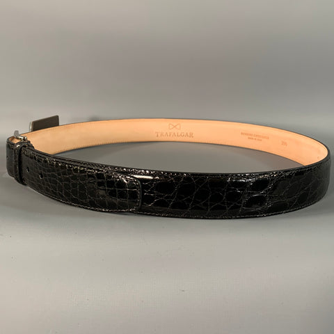 TRAFALGAR Size 40 Balck Crocodile Leather Belt