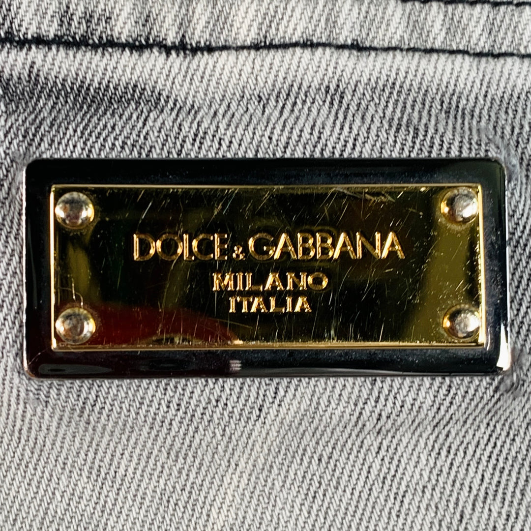 DOLCE & GABBANA Size 30 Grey Cotton Blend Twill Skinny Zip Fly Jeans
