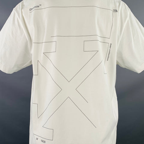 OFF-WHITE FW20 Size XS White Black Logo Cotton Crew-Neck T-shirt