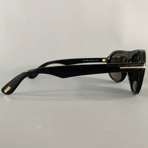 TOM FORD Ivan Black Acetate Teardrop Sunglasses
