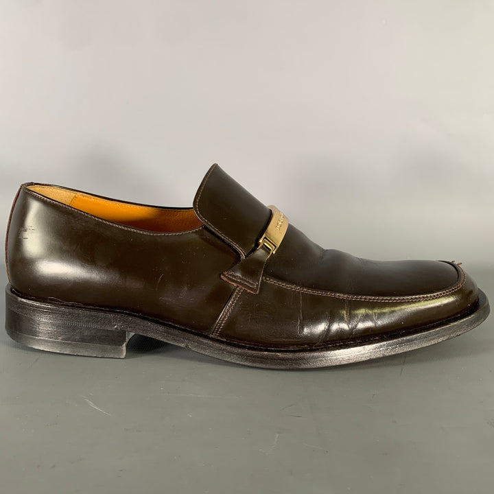 DOLCE & GABBANA Size 9 Brown Gold Leather Loafers