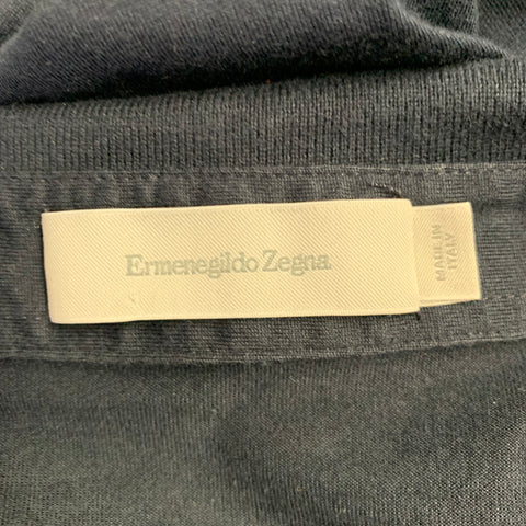 ERMENEGILDO ZEGNA Size M Navy Red White Contrast Trim Cotton Pullover
