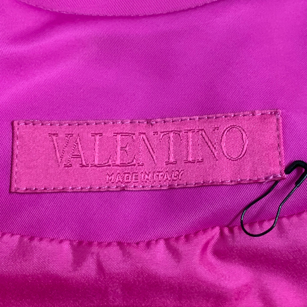 VALENTINO 2022 Size L Fuchsia Pink Polyamide Oversized One Pocket Short Sleeve Pullover