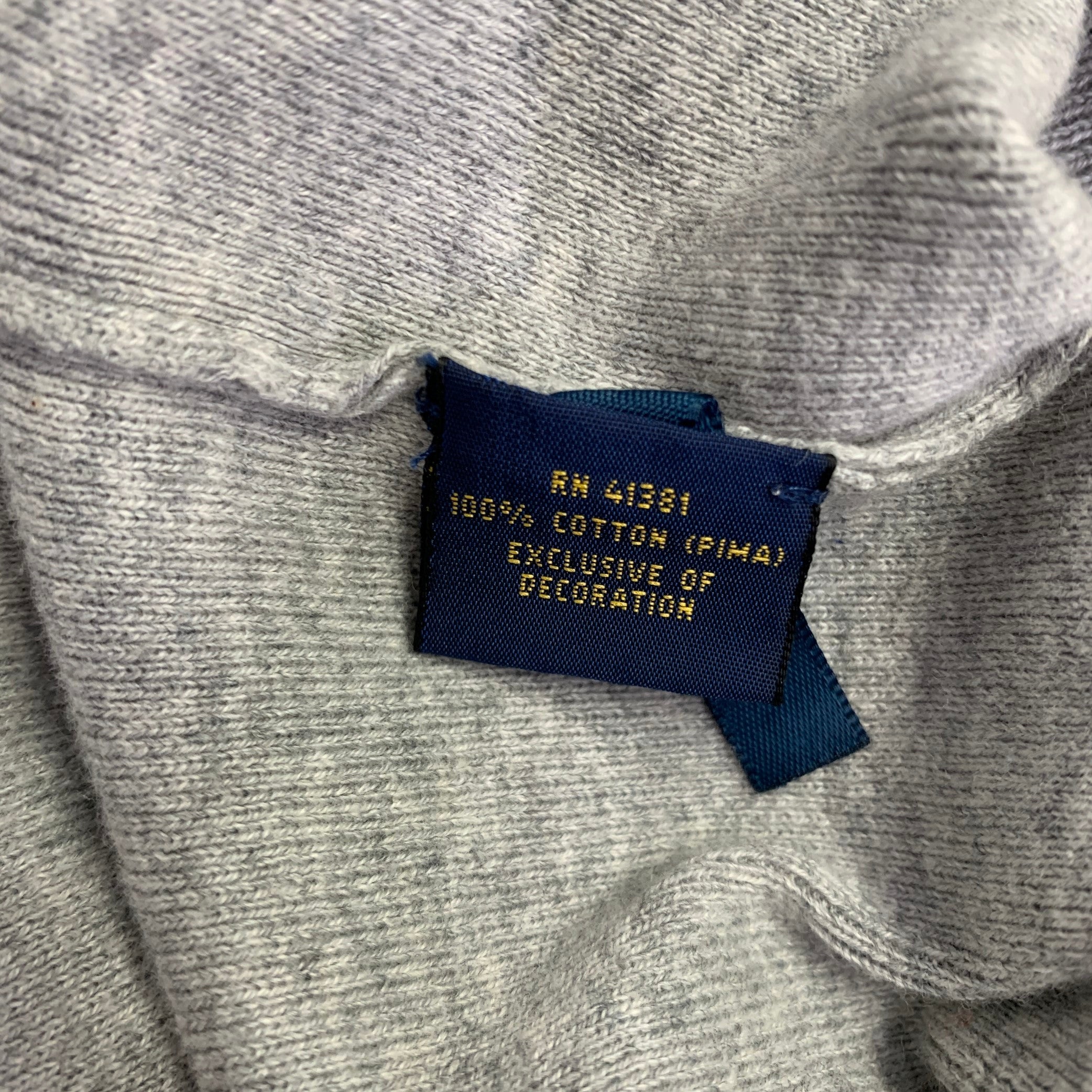 POLO by RALPH LAUREN Size L Grey Heather Cotton 1/4 Zip Pullover