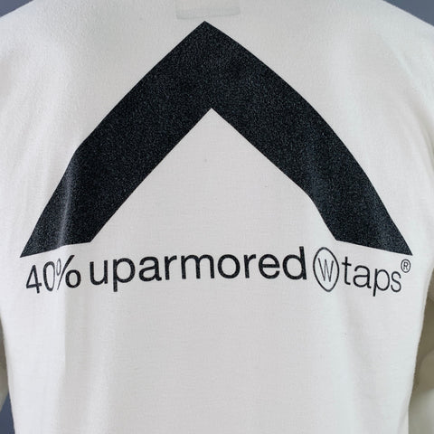WTAPS Size S White Black Print Crew Neck Long Sleeve T-shirt