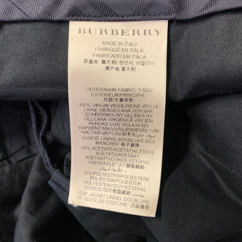 BURBERRY Size 40 Navy Heather Wool Two Button Suit
