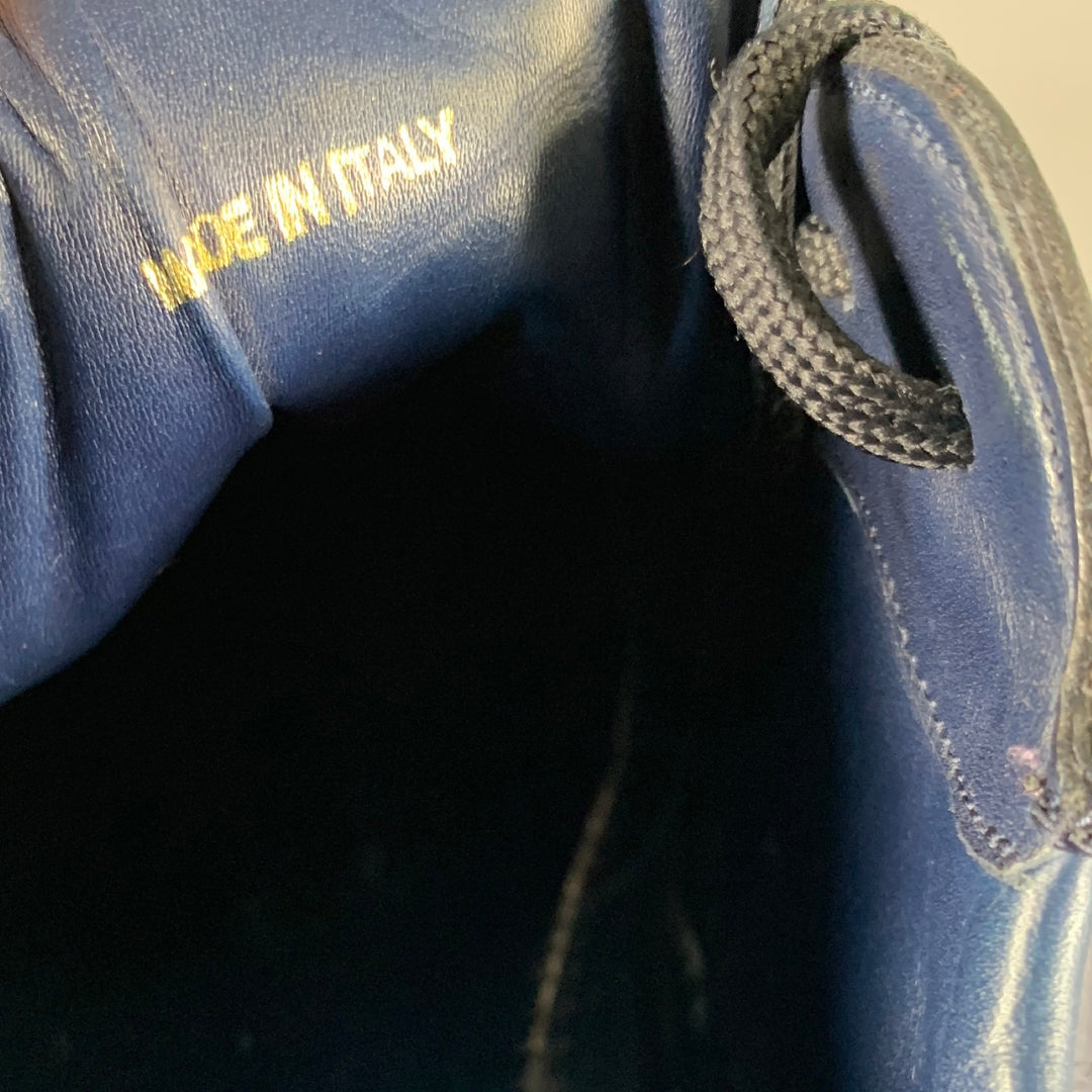 PRADA SPORT Size 9 Navy Black Textured Leather Lace Up Sneakers