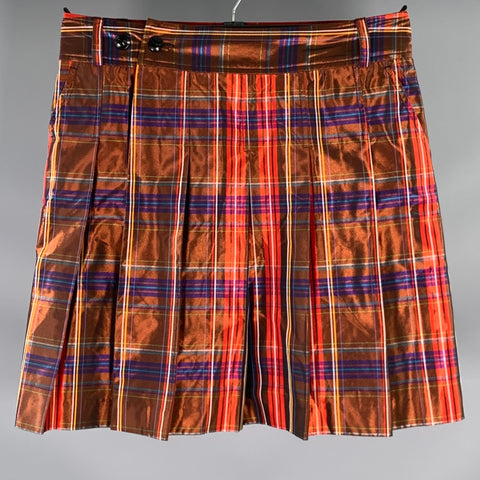 MR TURK Size M Brown Multi Color Plaid Not Listed Pleated Kilt