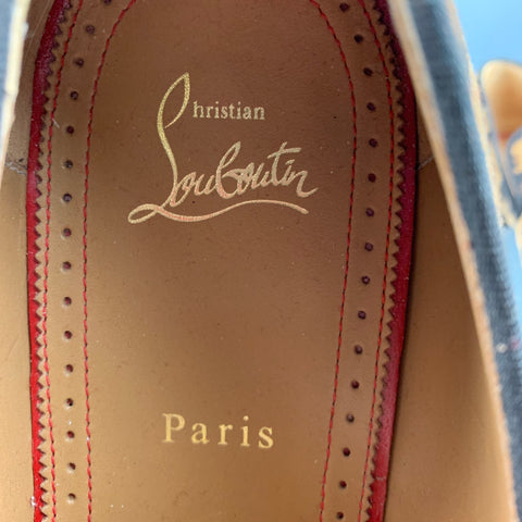 CHRISTIAN LOUBOUTIN Size 9 Brown Black Leopard  Print Velour Slip On Loafers