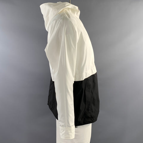 NEIL BARRETT SS2021 Size XL White Black Two Toned Polyester Windbreaker Jacket