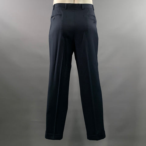 CANALI Chest Size 42 Navy Solid Wool Notch Lapel 36 29 Suit