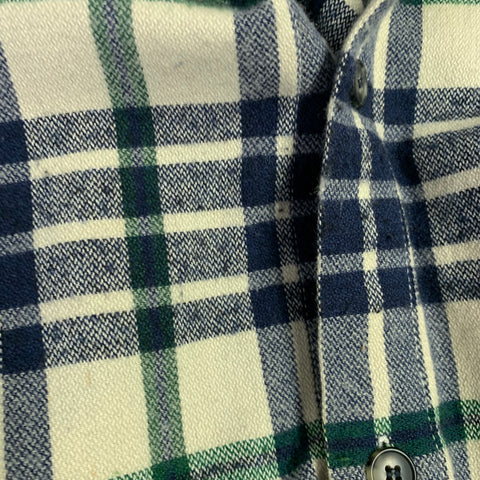 A.P.C. Size M Cream Navy Plaid Cotton Blend One Pocket Long Sleeve Shirt
