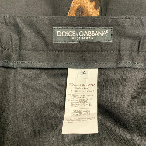 DOLCE & GABBANA Size 36 Black Brown Leopard Stripe Cotton Blend Dress Pants