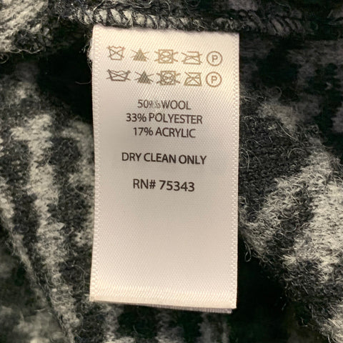 NANETTE LEPORE Size M Grey Black Wool Blend Houndstooth Collarless Coat
