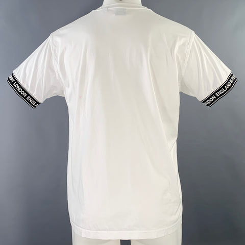 BURBERRY Size XS Teslow White Black Logo Cotton Ribbon Trim T-shirt