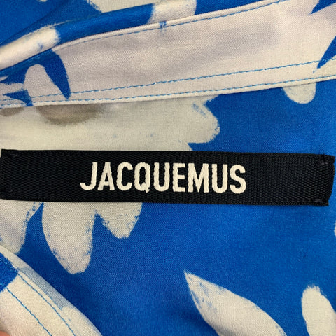 Chemise JACQUEMUS Taille 38 Bleu Blanc Floral Viscose Une poche Manches courtes