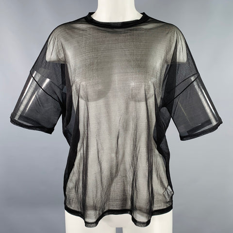 AKRIS Size 6 Black Silk T-Shirt Casual Top