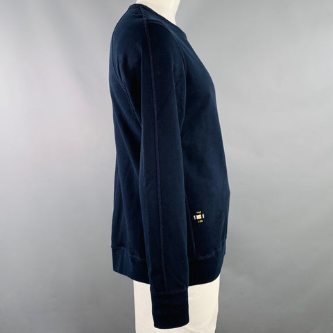 REIGNING CHAMP Size L Navy White Embroidery Cotton Crew Neck Sweatshirt
