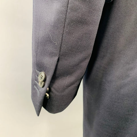 CORNELIANI Size 42 Black Twill Wool Blend Single Breasted Water Resistant Coat