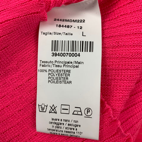 MSGM Size L Pink Polyester Ribbed Mock Neck Pullover