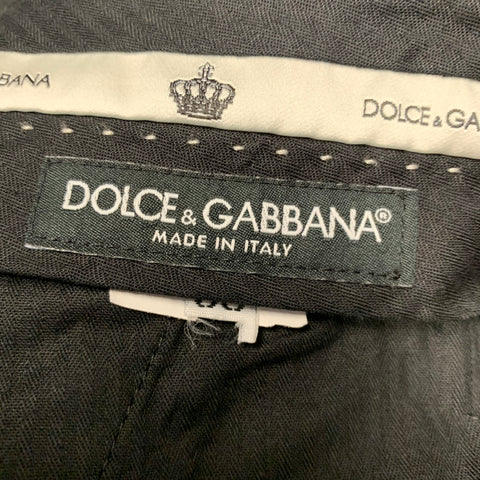 DOLCE & GABBANA Size 34 Black Wool Blend Tuxedo Dress Pants